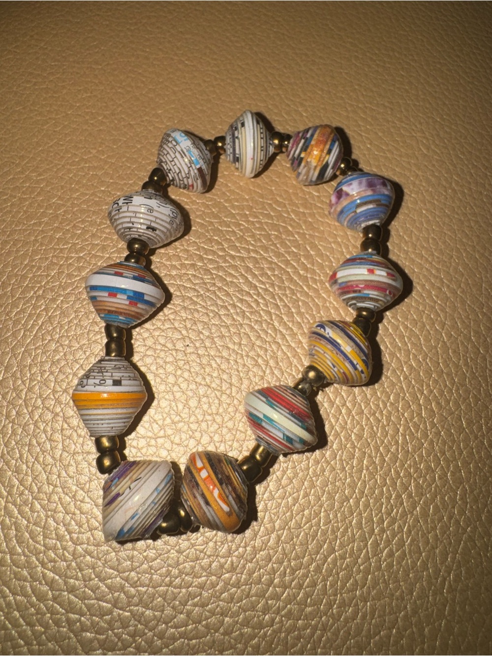 Multicolor Paper Bead Stretch Bracelet - Women Jewelry